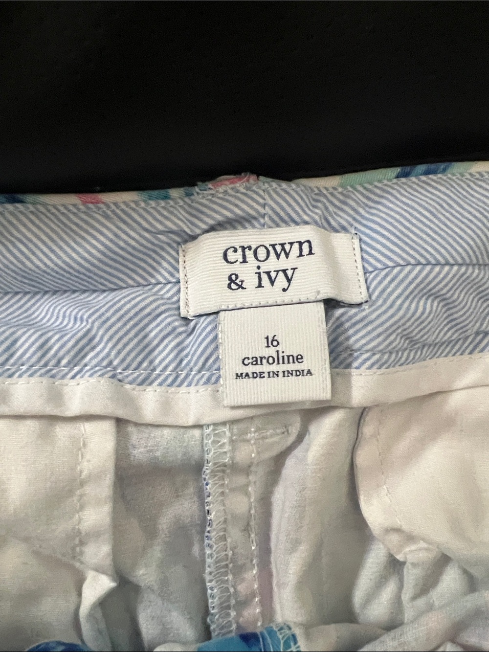Patterned Blue & Pink Cotton Bermuda Shorts - Picture 3 of 3